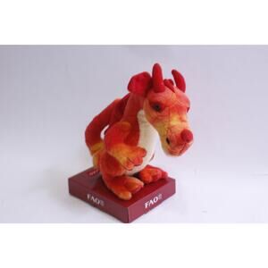 FAO, Schwarz, Dragon, Plush, Red Orange Body, Stuffed Animal, Chinese Calendar